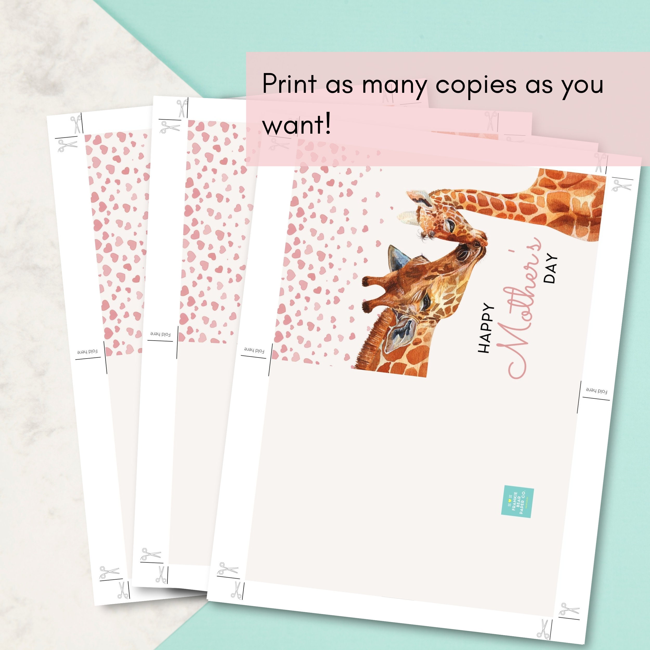 Printable Mother's Day Card, Giraffe Mothers Day Card, Mother and Baby Card, Card for Mum, Baby ...