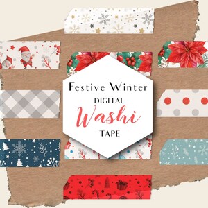 Digital Washi Tape Stickers, Winter Holiday, for GoodNotes, Notability, OneNote, Washi clipart, Christmas Washi Tape For Digital Planner