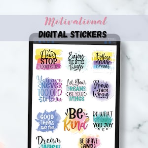 Motivational Digital Stickers, Positive Thinking, Precropped Digital Planner Stickers, Goodnotes Stickers, PNG