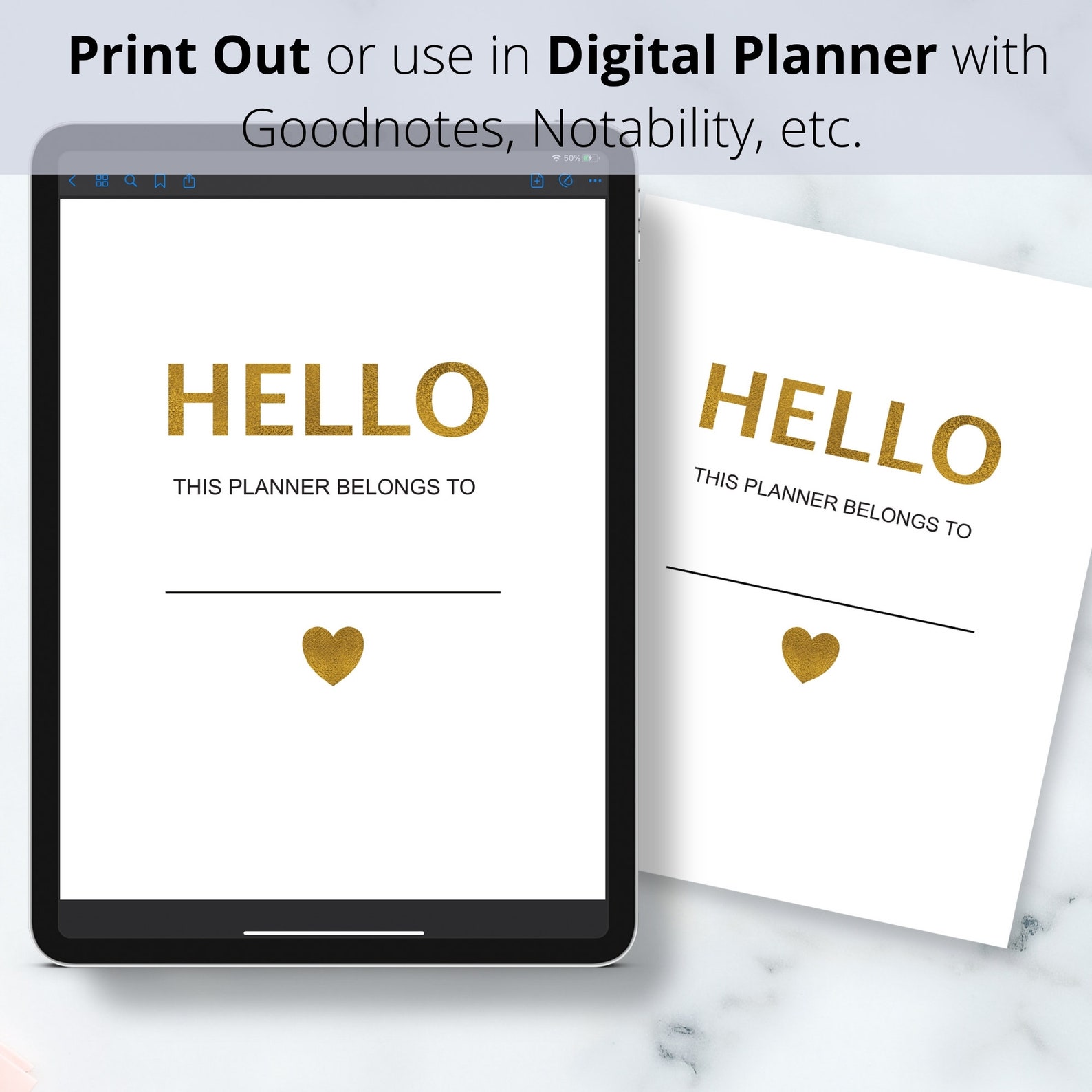 Digital This Planner Belongs To, Gold Foil, Printable Download File, A6 ...