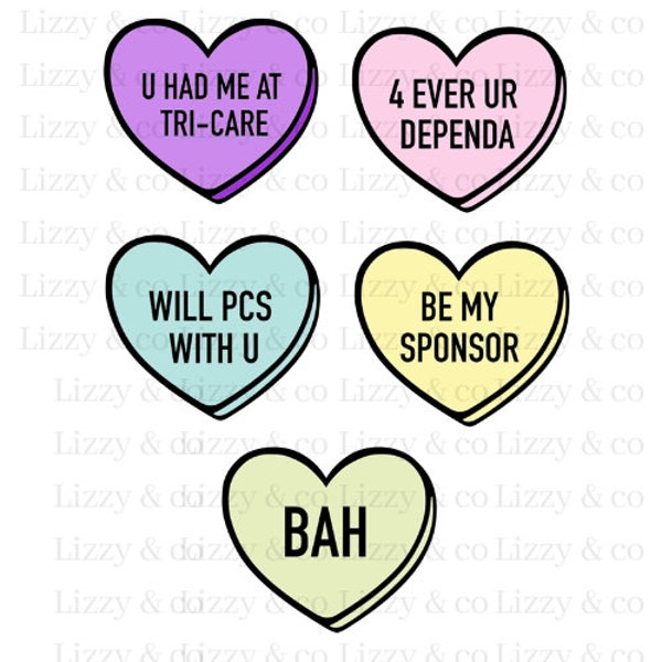 Military conversation hearts PNG, SVG  combined file popular shirts, stickers, mugs or bags! valentines day for him for her funny