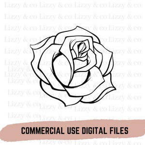 Simple Black Rose Outline Line Art/Logo/Decal/Floral/Cricut/Cut File/Instant Download/Sticker/Tattoo Design/PNG/Clipart/svg file sublimation