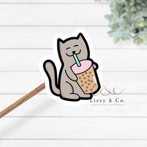 sticker download boba kitten . cameo cricket. die cut stickers diy. with white outline