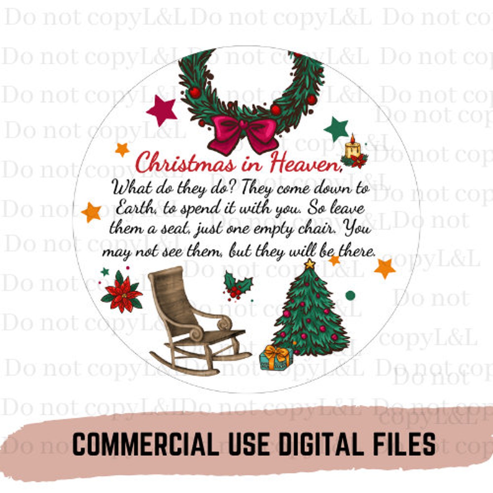 Christmas in Heaven, Save a Chair, PNG Ornament File. Sublimation. - Etsy