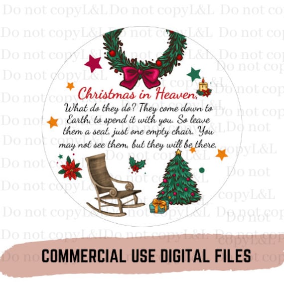 Christmas in Heaven Save a Chair PNG Ornament File. | Etsy