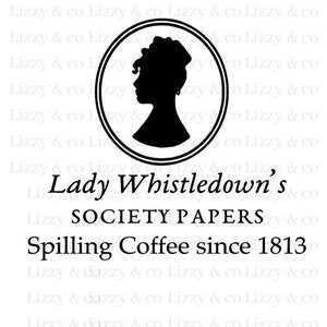 Bridgerton Lady Whistledown&#39;s Society Papers spilling coffee SVG and PNG File, Downloadable Cut File for Cricut, Silhouette