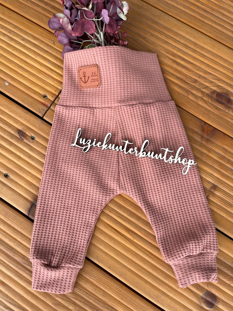 Waffeljerseyhose Mitwachshose Babyhose Waffeljersey versch.Farben Waffelhose Pumphose Handmade Mädchen Jungs Bild 7