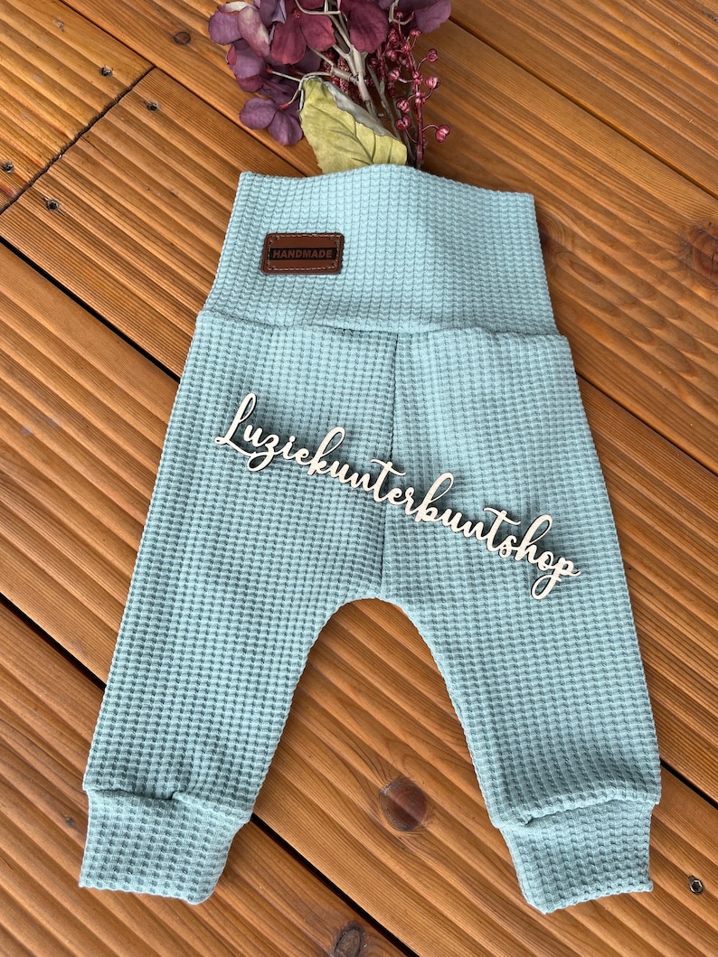 Waffeljerseyhose Mitwachshose Babyhose Waffeljersey versch.Farben Waffelhose Pumphose Handmade Mädchen Jungs Bild 3