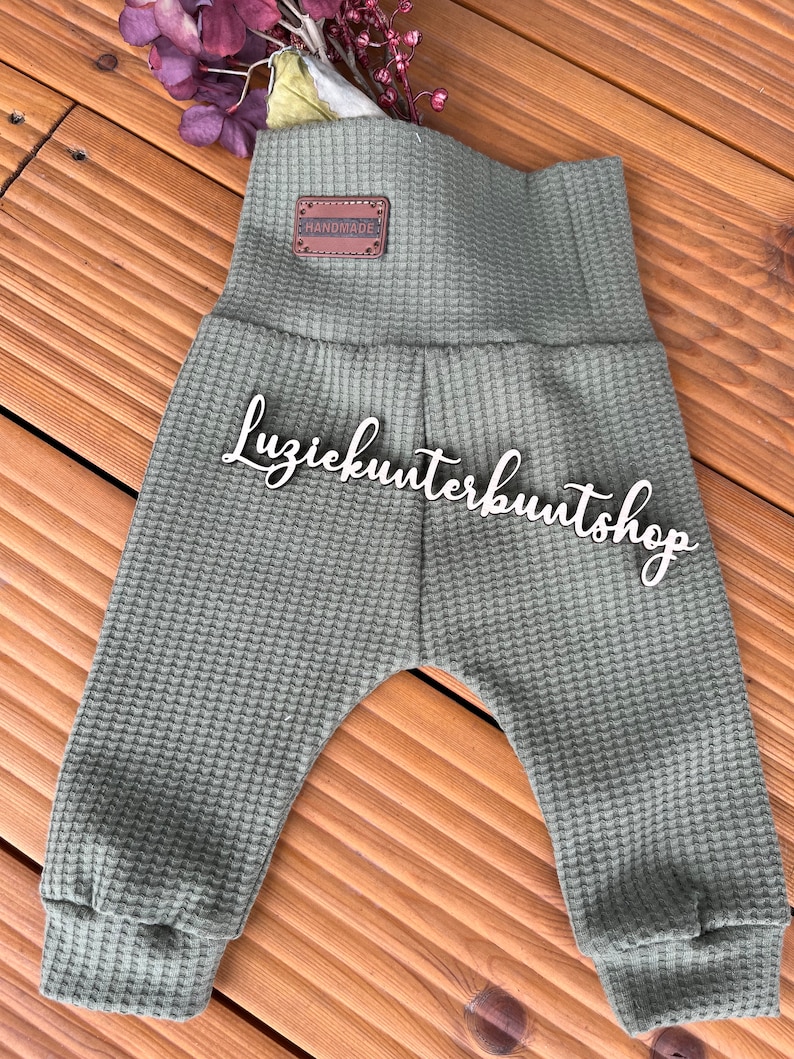 Waffeljerseyhose Mitwachshose Babyhose Waffeljersey versch.Farben Waffelhose Pumphose Handmade Mädchen Jungs Bild 4