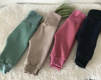 Pantaloni in jersey waffle pantaloni in cera pantaloni per bambini waffle jersey diversi colori pantaloni waffle pantaloni a pompa fatti a mano per ragazze ragazzi