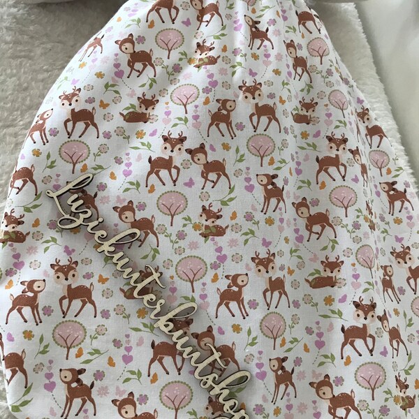 Pucksack Rehlein Waldtiere Bambi Schlafsack Strampelsack Baby 0-2Jahre Handmade Mädchen Baby Baumwolle