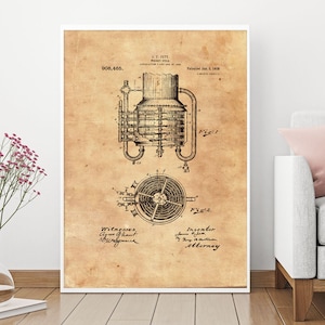 Patent Print, Original Patent, Whiskeystill, Blueprint, USA Patent, Vintage Paper Patent, Patent Blueprint, Patent Drawing, Patent Art