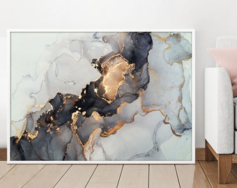 Luxury Abstract, Black and Gold, Fluid Art Painting, Wall Art, Printable, Abstract, Abstract Art, Abstract Painting, Digital Download, Print