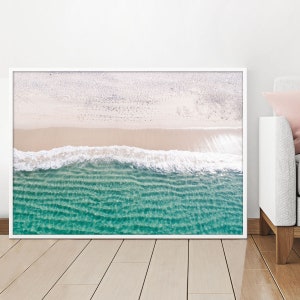 Top View Beach, Ocean Art Print, Téléchargement numérique, Coastal Beach Decor, Grand art mural imprimable, Affiche d’art de plage, Océan, Ocean Art Print
