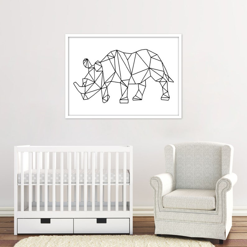 Rhino Geometric Rhino Rhino Wall Art Rhino Decor Rhino Etsy