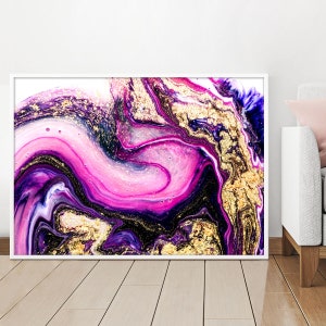 Abstract Art, Abstract, Abstract Print, Wall Art, Purple Swirl, Swirl Pattern, Golden Glitters, Eastern Style, Luxury Art, Abstract Poster