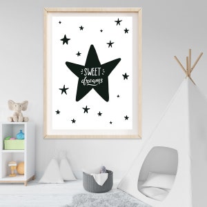 Sweet Dreams, Sweet Dreams Print, Sweet Dreams Dekor, Digitales Kinderzimmer, Skandinavisch, Kinderzimmer Typografie, Kinderzimmer Wandkunst
