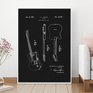 Fender Patent, Telecaster Guitar, Patentprints, 50s Patent, Fender Guitar, Blueprint Fender, USA Patent, Instant Download, Guitar Poster