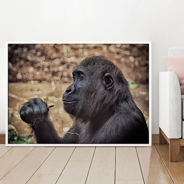 Gorilla Photography, Nature Photo, Gorilla Print, Printable Wall Art, Digital Download, Modern Wall Art, Printable Photo, Home Decor