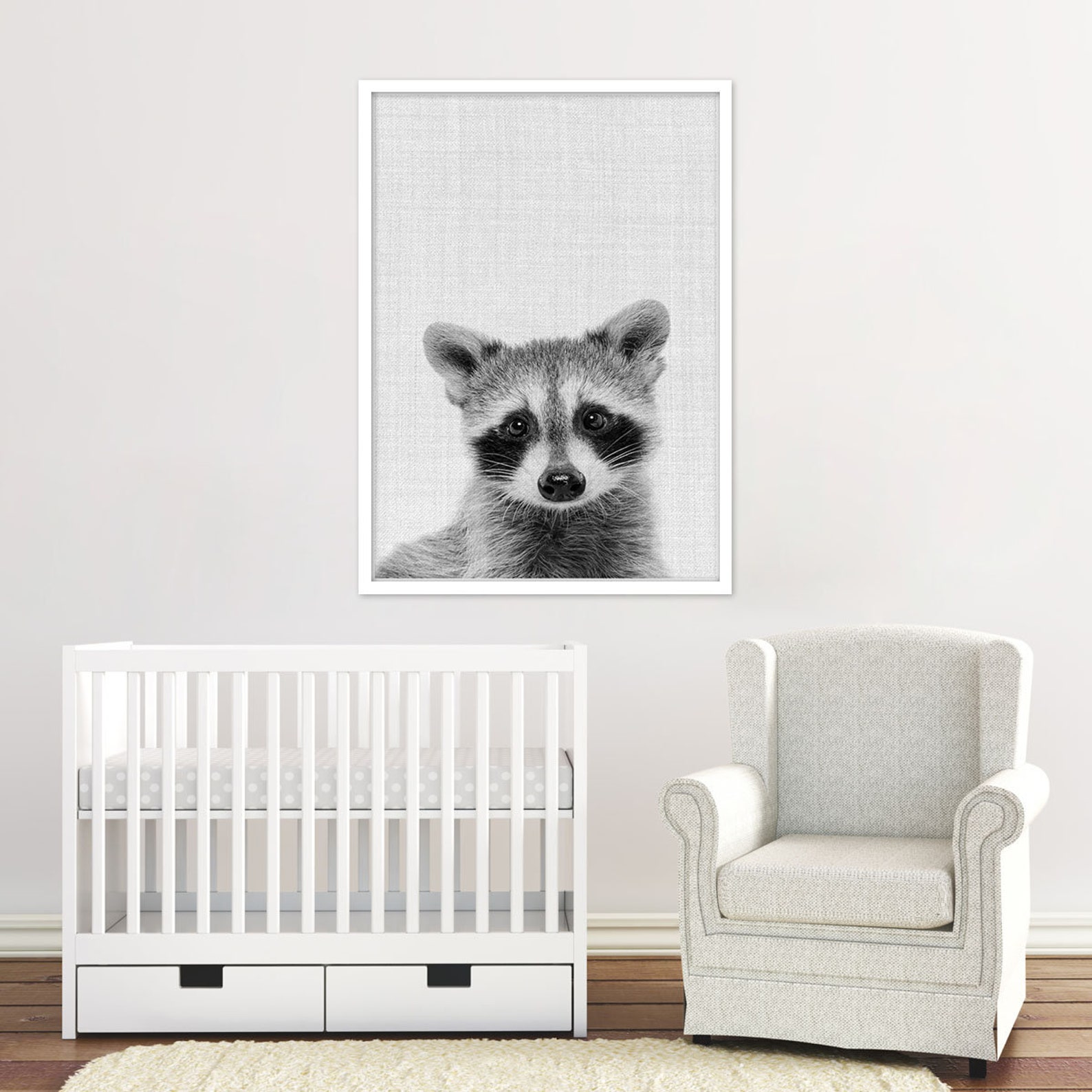 Racoon Print Nursery Decor Baby Shower Animal Photo Etsy