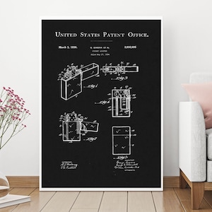 Lighter Patent Print Smokers Gift Tobacco Smoking Mens Wall Art Man Cave Decor Vintage Blueprint Poster