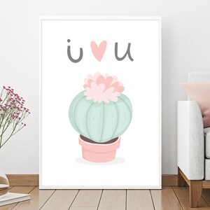 I Love You, Liebhaber, Kinderzimmer Dekor, Kaktus Poster, Kakteen, Kaktus Wandkunst, Sukkulenten, Baby, Kaktus, Wandkunst, druckbar, Digitaler Download