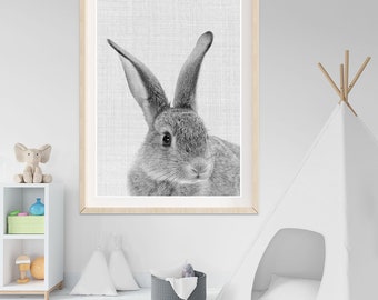 Nursery Wall Art Decor, Bunny Rabbit, Nursery Animal Prints, Printable Digital Download, Instant Downloadable, Woodland Poster Art, Gifts