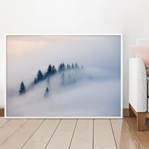Misty Mountains, Misty Forest, Forest, Mist, Fog, Foggy Mountain, Mountain Print, Scandinavian, Mountains, Printable, Digital Download, Gift