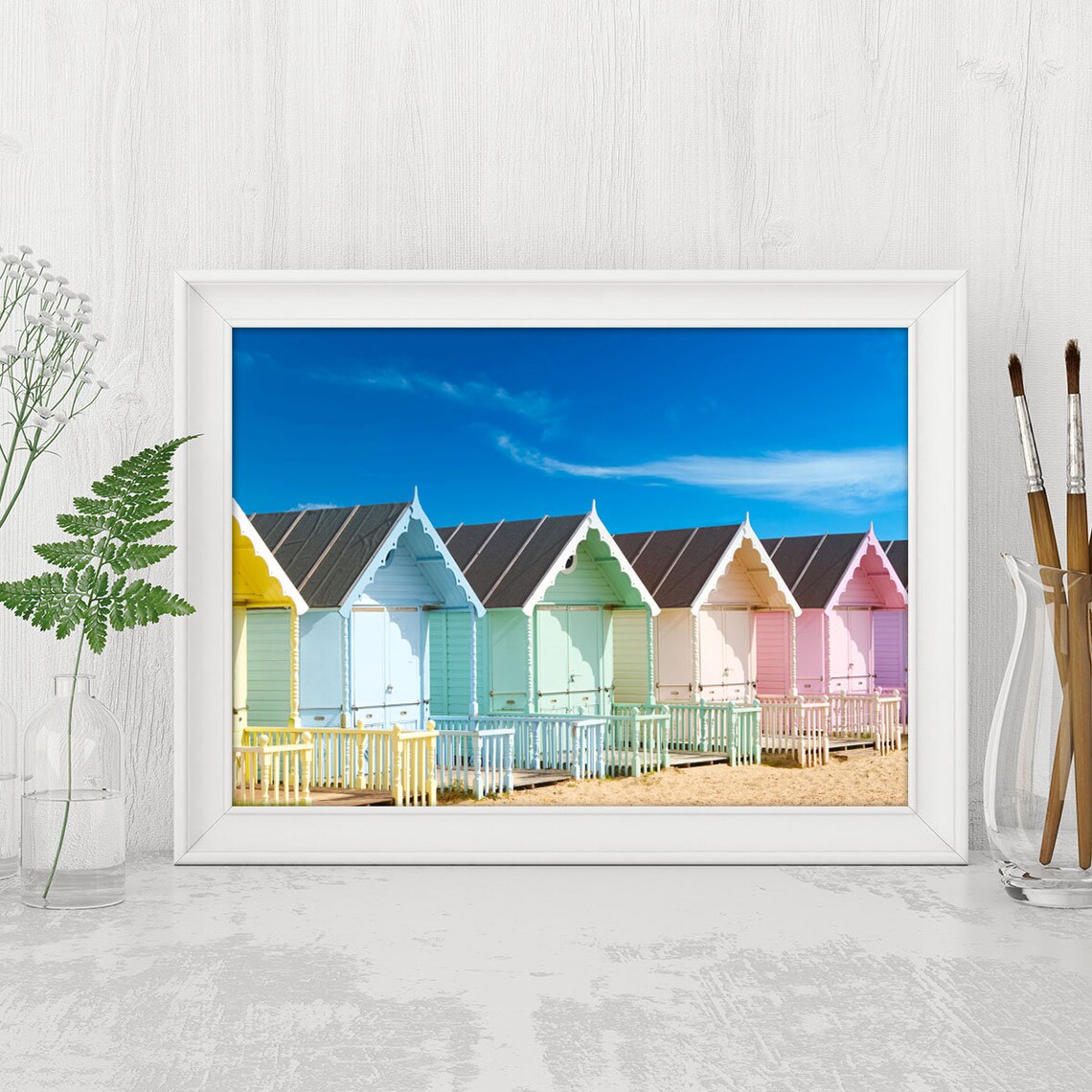 Beach House Beach Huts Beach Beach Decor Wall Art Wall Etsy