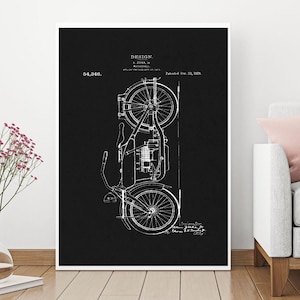 Motorcycle Patent, Patent Art, Instant Download, USA Original Patent, Office Decor, Living Room Decor, Blueprint Motorcycle, Patent Poster