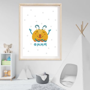 Digital Nursery Art, Omm Cute Monster, Baby Shower, Nursery, Wall Art, Digital, Nursery Wall Art, Poster, Downloadable Prints, Art Prints