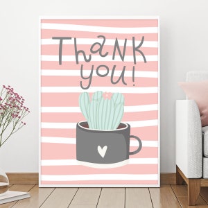Danke, Kaktus Poster, Kakteen, Kaktus Wandkunst, Sukkulenten, Kaktus Kunst, Baby Shower, Kaktus, Wandkunst, Druck, druckbar, Digitaler Download