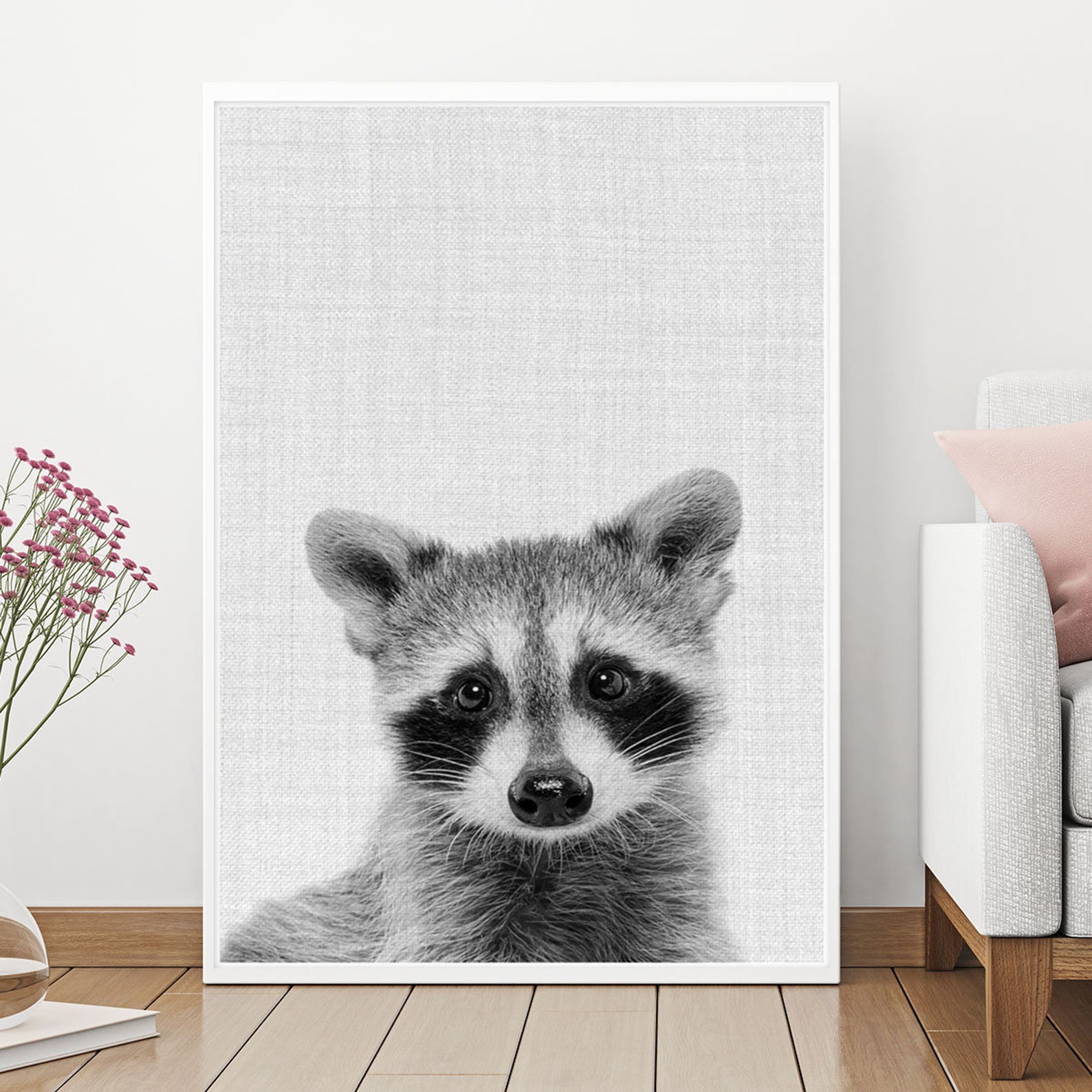Racoon Print Nursery Decor Baby Shower Animal Photo Etsy
