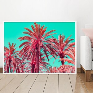 Pink Palm Trees, Tropical, Travel Concept, Minimalism, Soft Colors, Palm Trees, Palm Tree Print, Printable Wall Art, Digital Download, Gift