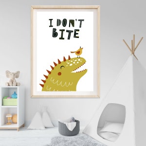 I Dont Bite, Dinosaurs, Nursery Decor, Baby Shower, Nursery Decor Girl, Nursery Decor Boy, Digital Download, Downloadable Prints, Poster