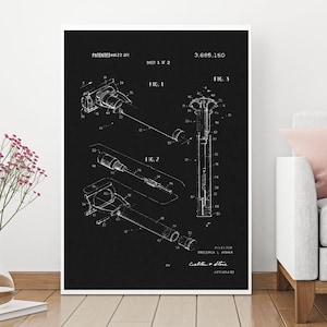Patent Art, Safety Razor Patent, Patent Print, Instant Download, 70s Patent, Chalkboard Background, Digital Patent, Original USA Patent