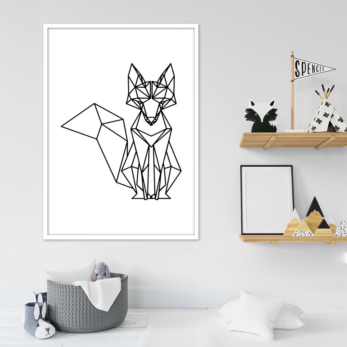 Fox Geometric Fox Fox Wall Art Fox Decor Fox Outlines | Etsy