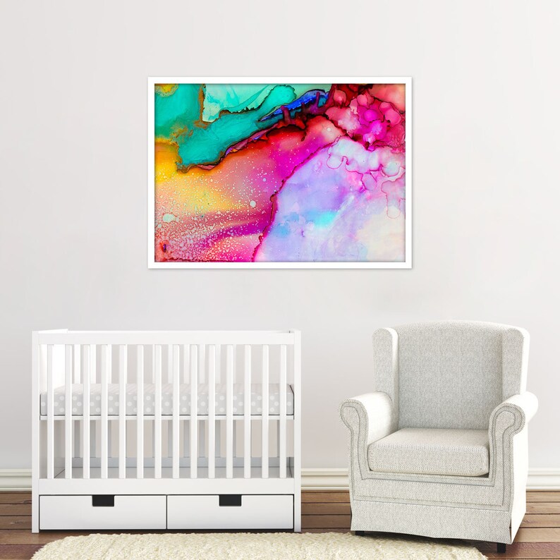Abstract Wall Art Home Decor Watercolor Colorful Nursery Etsy