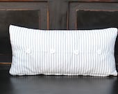 Ticking Stripe Pillow With Button