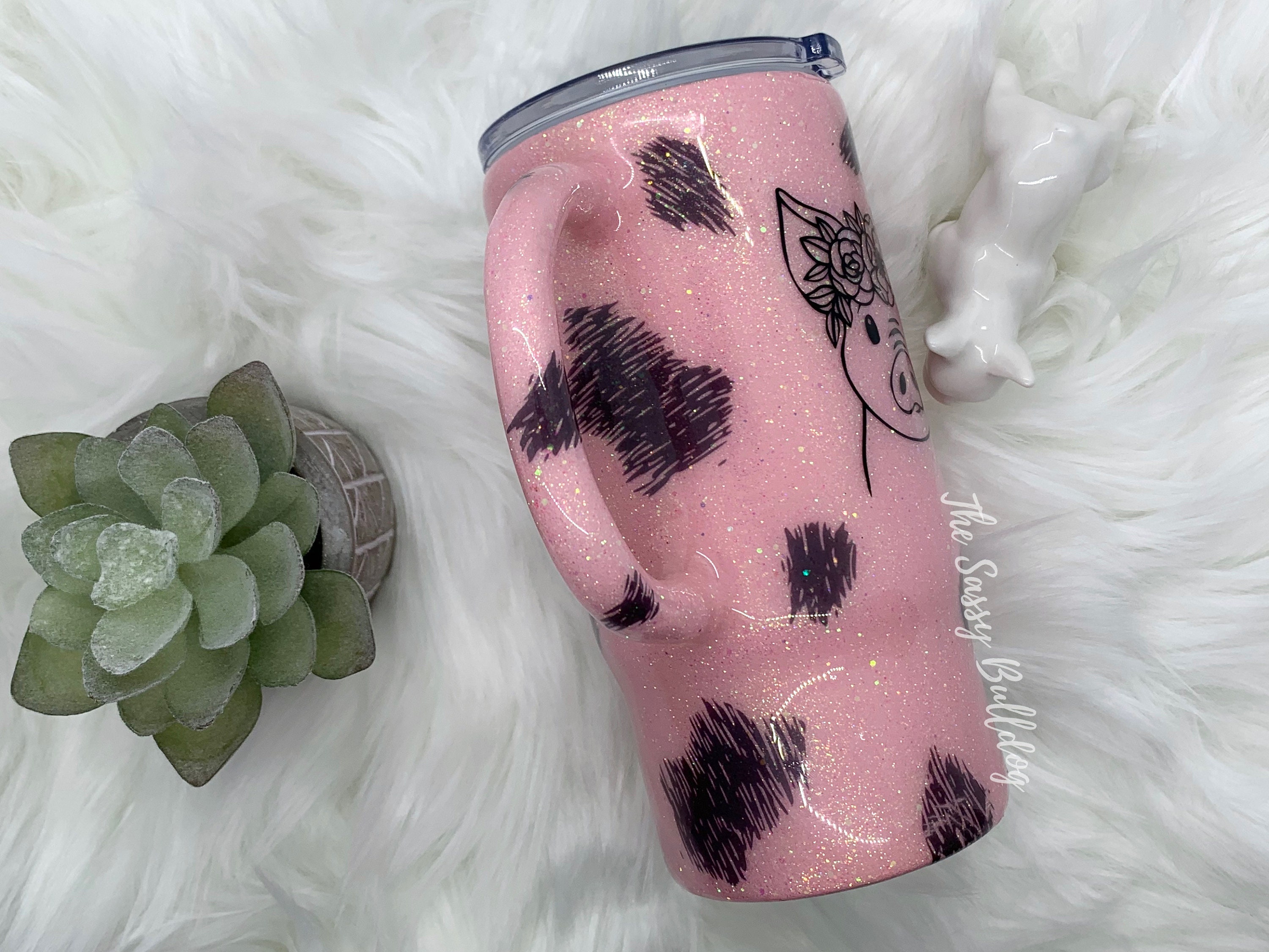 Pot Belly Pig Glitter Tumbler Pig with Flower Crown Animal Etsy