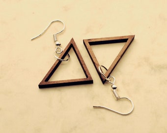 Triangle Earrings l Laser Cut Earrings I Wooden Earrings I Geometric Filigree Earrings