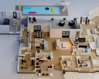 Planos 3D personalizados a partir de sus planos originales, planos de oficinas, casas o apartamentos.
