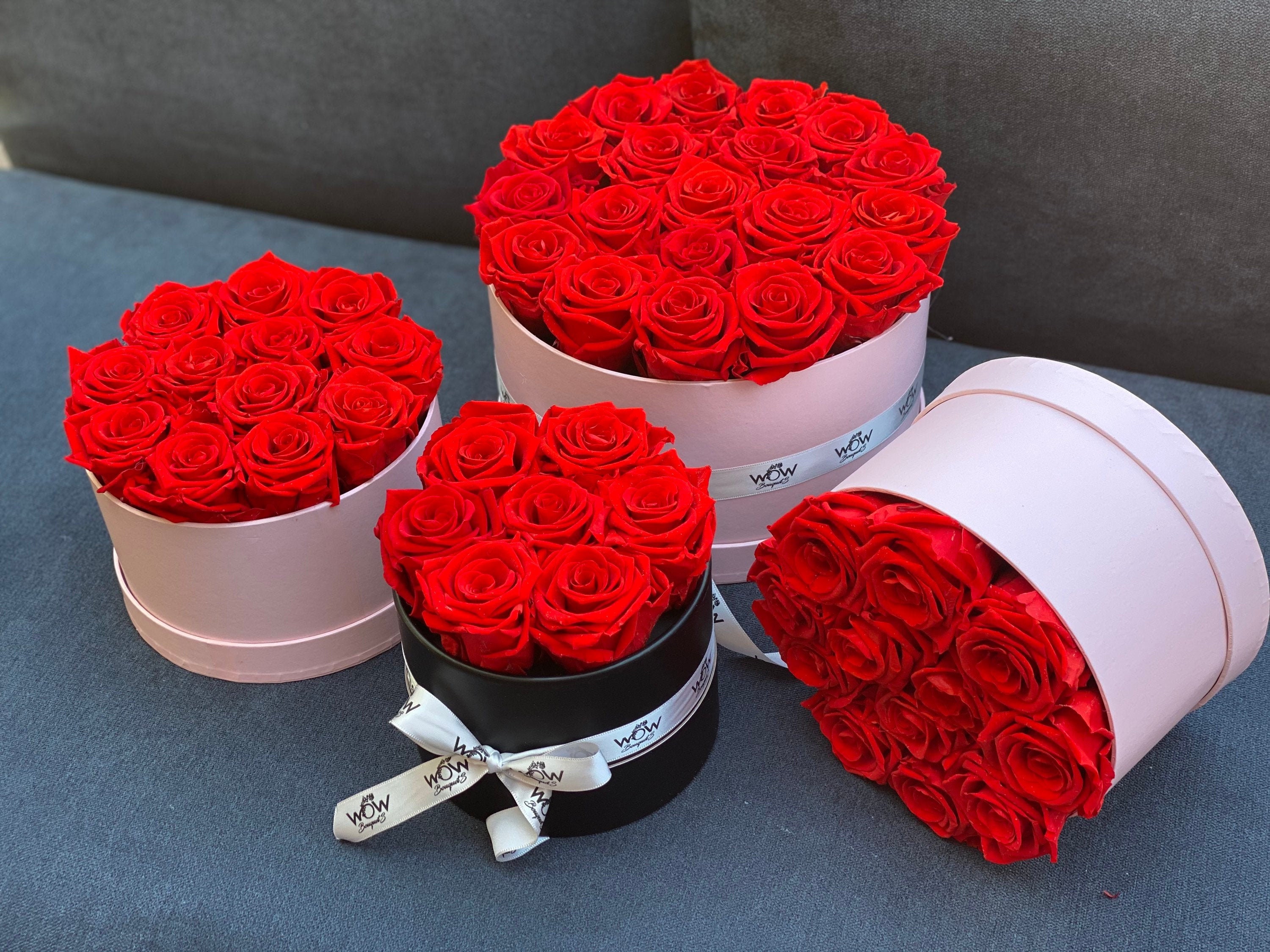 Preserved Roses That Last A Year in A Round Box Rose Box Etsy Canada
