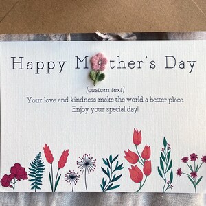 Tarjeta del Día de la Madre con flor bordada, tarjeta personalizada de hija o hijo para esposa o abuela