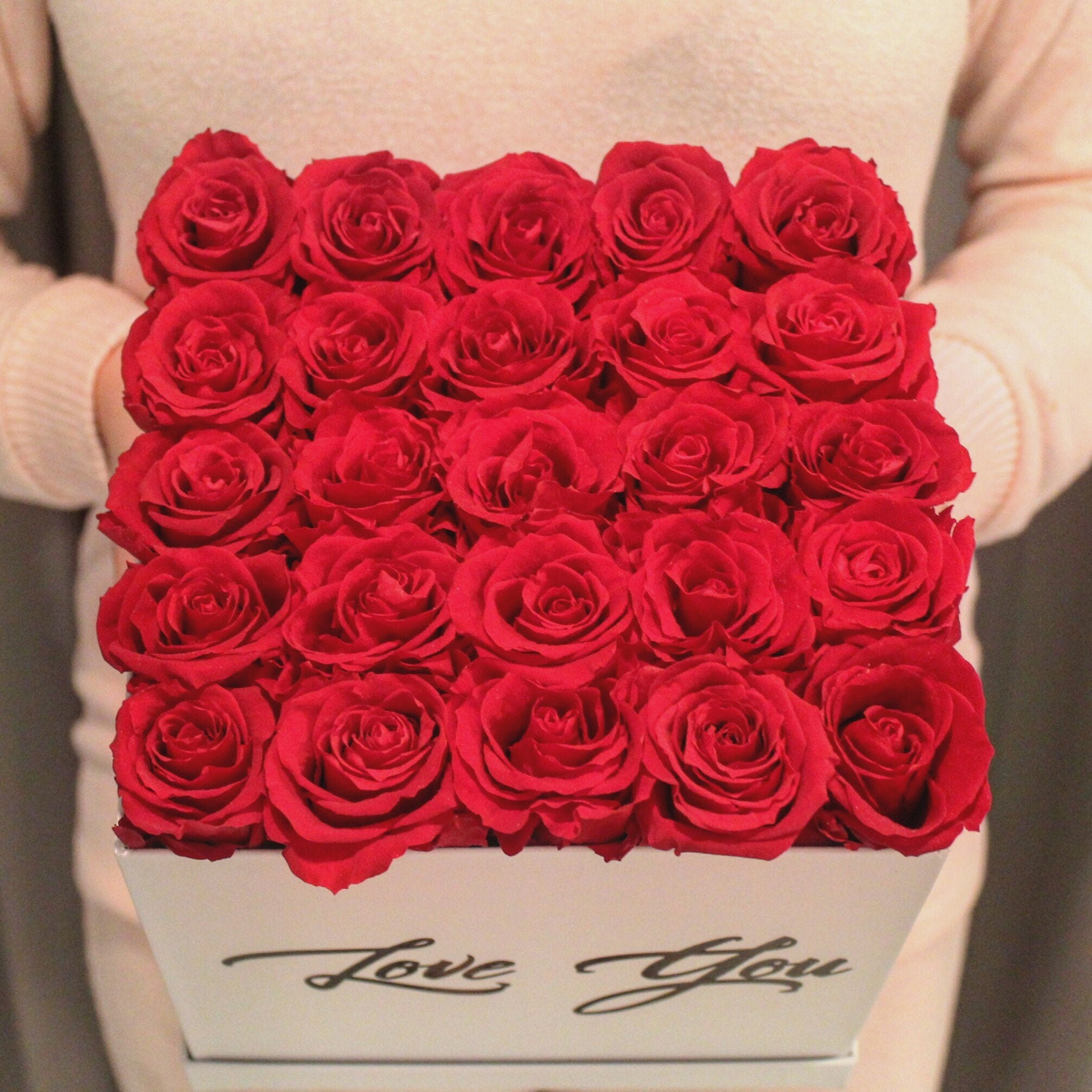 Preserved Classic Red Roses In A Square Box Gift for Mother Etsy