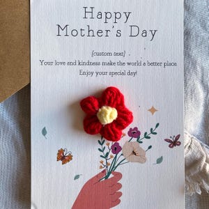 Handmade Mother&#39;s Day Card, Flower Card for Mom, Mother form Daughter Greeting Card, Floral Card, Botanical Gift for Mum