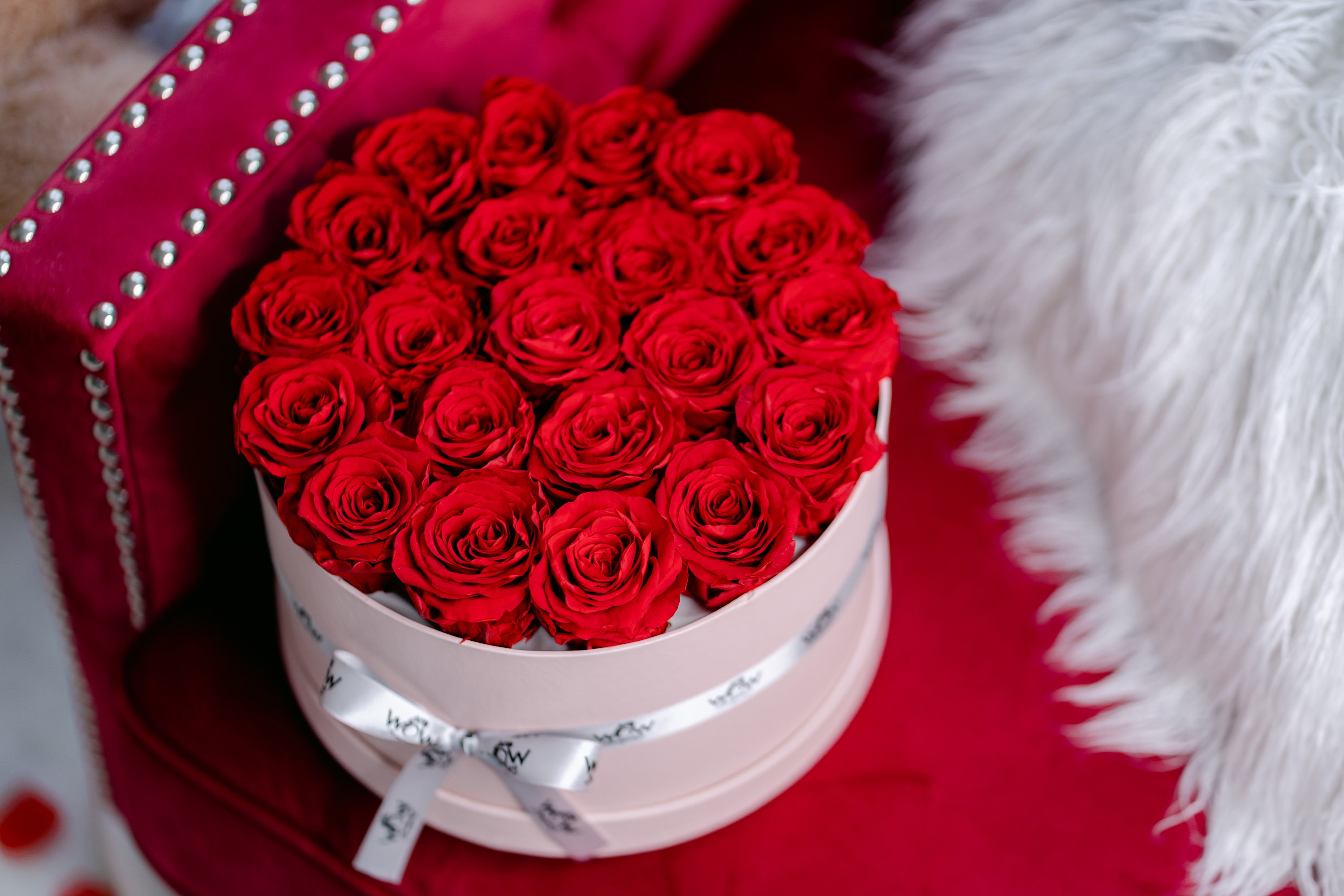 Preserved Roses That Last A Year in A Round Box Valentines Day Rose Box  Forever Flowers Roses Infinity Eternal Flower 