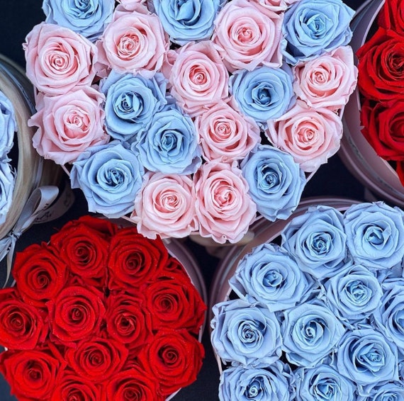 Forever Roses/rosas Eternas/flower Arrangement/bouquet/heart Shape Roses  Arrangement/ribbon Roses/mothers Day Gift/birthday Gift 