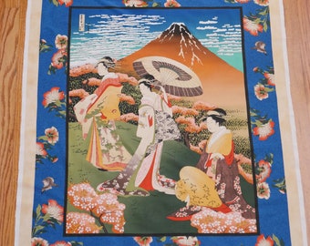 Asian Ladies with Mt Fuji Fabric Panel