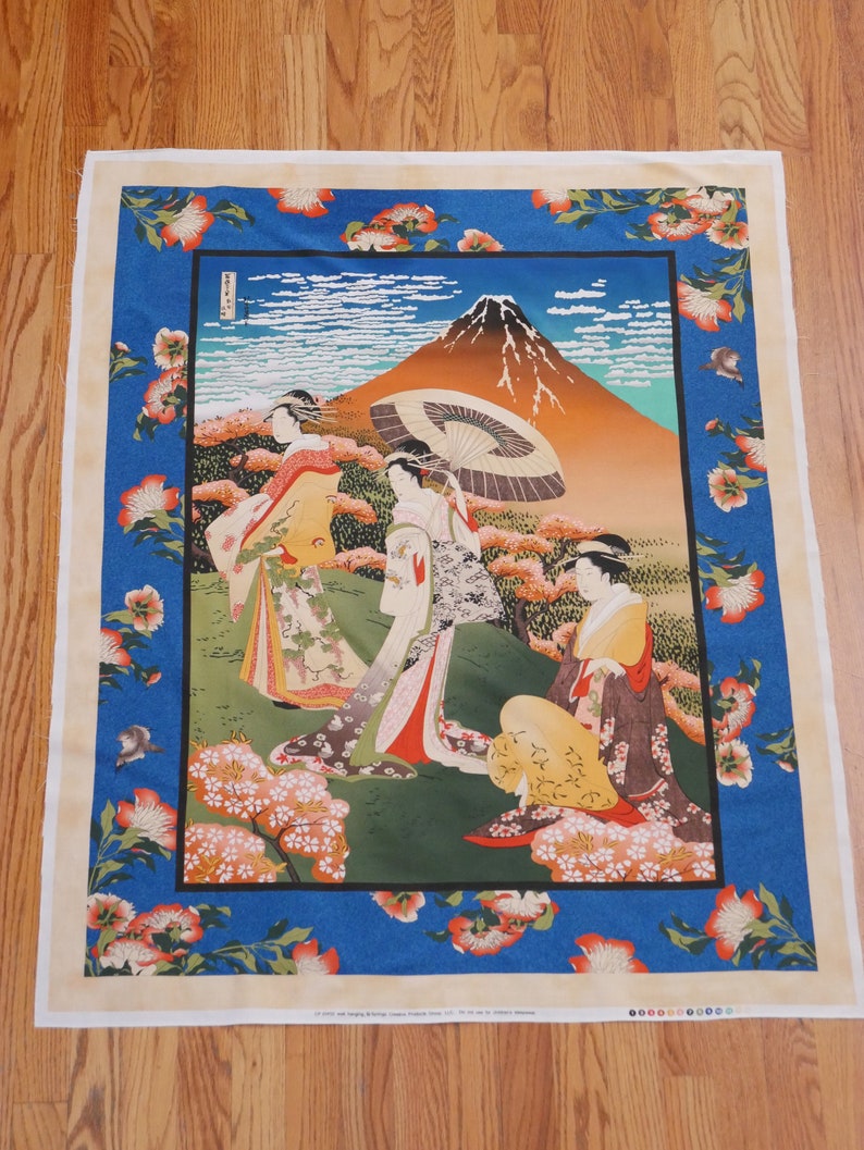 Asian Ladies with Mt Fuji Fabric Panel